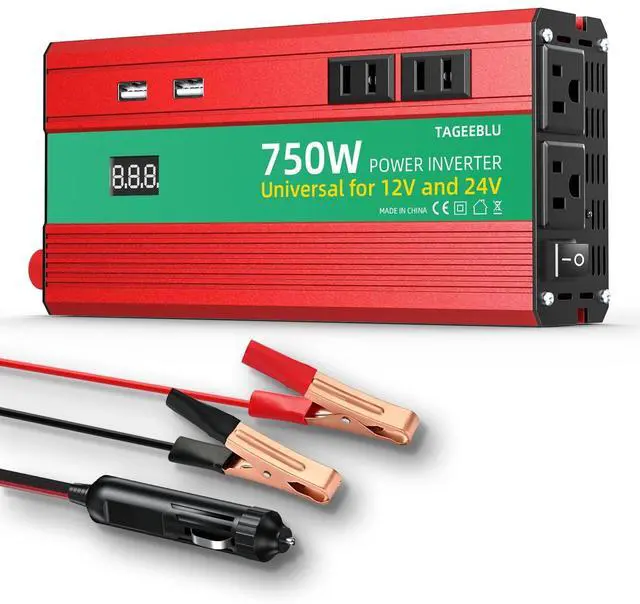 Main image of 750W Power Inverter 12V/24V DC to 110V 120V AC for Vehicles,Truck, RV, Home