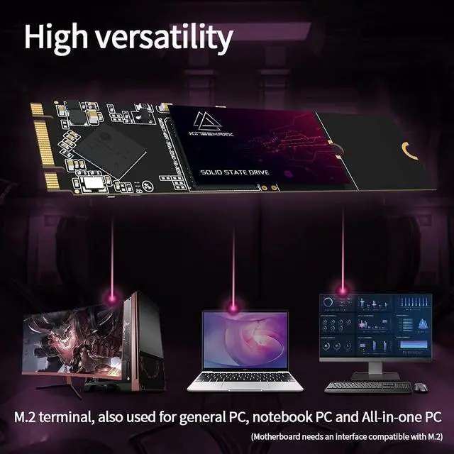 Alt view image 4 of 5 - Kingshark gamer SSD M.2 2280 250GB Ngff Internal Solid State Drive High-Performance Hard Drive for Desktop Laptop SATA III 6Gb/s (250GB, M.2 2280)