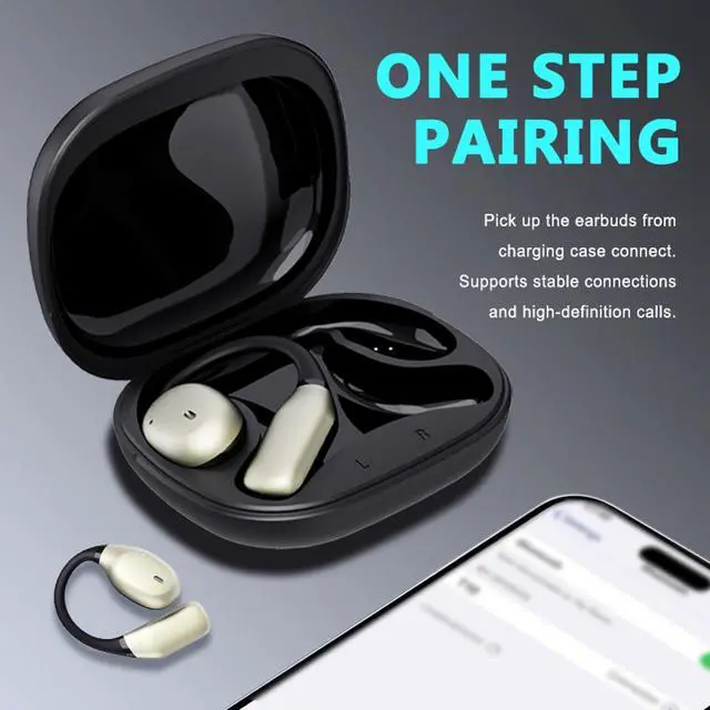 Alt view image 4 of 5 - T&G Wireless Earbuds, Bluetooth 5.3 Headphones with 90H Playtime, Sports Earhooks Ear Buds with Deep Bass, Waterproof Over Ear Bluetooth Earphones for Workout, Running, Gym, Travel (Black)