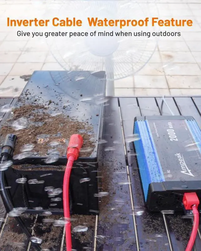 Alt view image 5 of 5 - Ampeak 2000W Modified Sine Wave Inverter, Anti-Spark Cable, Remote