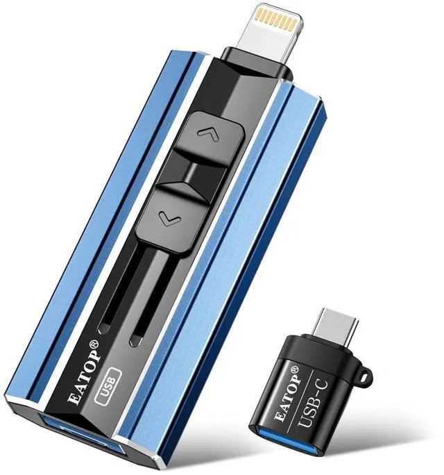 Main image of EATOP 256GB Flash Drive Intended for iPhone iPad, USB Photo Stick for Photo & Video Backup, External Phone Memory Storage, No App Required, Compatible with iOS, Android & PC, Blue