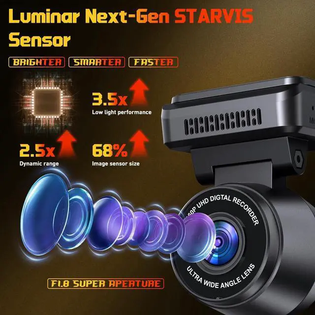 Alt view image 4 of 5 - Dash Cam Front for Cars with Built-in WiFi & APP Control, 4K Dash Camera with Free 32GB Card, 1.2" IPS Touch Screen Dash Cam with 170Wide Angle, G-Sensor, Night Vision, 24H Parking Mode Dashcam