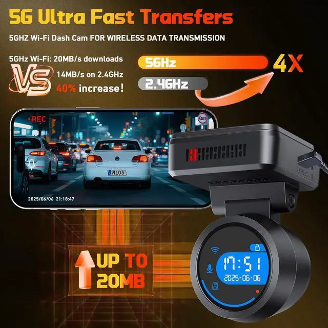 Alt view image 5 of 5 - Dash Cam Front for Cars with Built-in WiFi & APP Control, 4K Dash Camera with Free 32GB Card, 1.2" IPS Touch Screen Dash Cam with 170Wide Angle, G-Sensor, Night Vision, 24H Parking Mode Dashcam