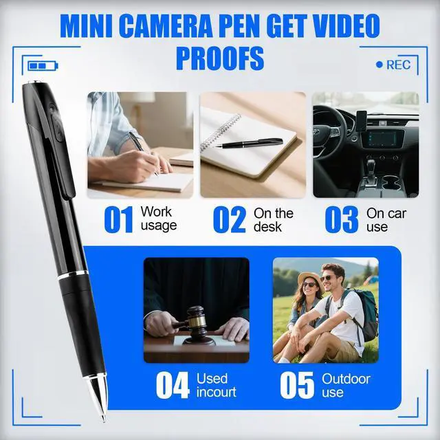 Alt view image 2 of 5 - KQoolShuai Mini Spy Camera Pen 1080P Full HD Video Recorder with 64GB Card, USB Charging, Security Surveillance Camera