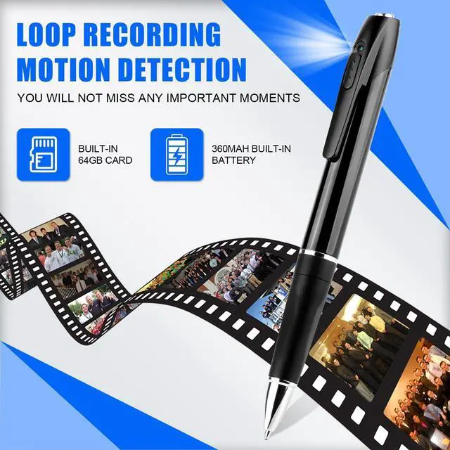 Alt view image 4 of 5 - KQoolShuai Mini Spy Camera Pen 1080P Full HD Video Recorder with 64GB Card, USB Charging, Security Surveillance Camera