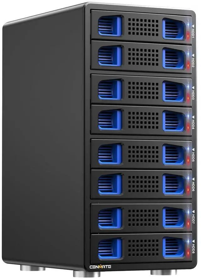 Main image of CENMATE Aluminum 8 Bay 10Gbps Hard Drive Enclosure with Cooling Fan for 2.5/3.5" SATA HDD/SSD with USB A/C 3.2 Gen 2, Support Hot Swappable, Tool-Free HDD Enclosure, DAS(NO RAID/NAS)