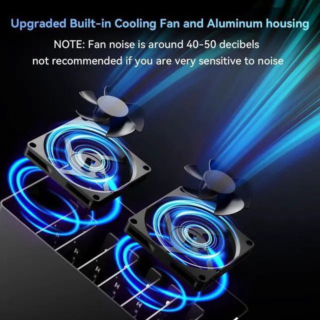 Alt view image 3 of 5 - CENMATE Aluminum 8 Bay 10Gbps Hard Drive Enclosure with Cooling Fan for 2.5/3.5" SATA HDD/SSD with USB A/C 3.2 Gen 2, Support Hot Swappable, Tool-Free HDD Enclosure, DAS(NO RAID/NAS)