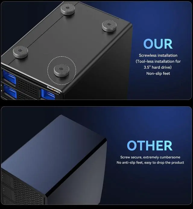 Alt view image 4 of 5 - CENMATE Aluminum 8 Bay 10Gbps Hard Drive Enclosure with Cooling Fan for 2.5/3.5" SATA HDD/SSD with USB A/C 3.2 Gen 2, Support Hot Swappable, Tool-Free HDD Enclosure, DAS(NO RAID/NAS)