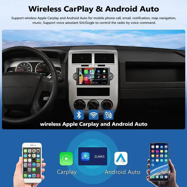 Alt view image 3 of 5 - 2G+64G Car Stereo Radio for Dodge Ram 1500 2500 3500 Durango Charger Jeep Grand Cherokee Compass Chrysler 300 with Wireless CarPlay Android Auto Android Touch Screen Radio with GPS Bluetooth Wi