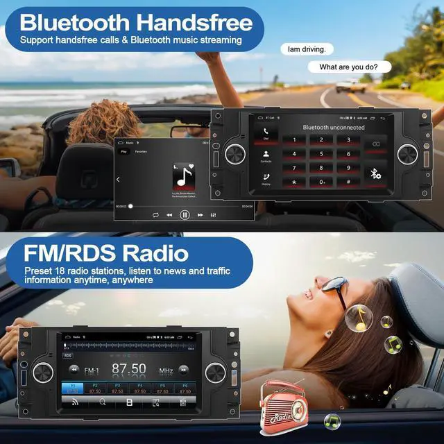 Alt view image 5 of 5 - 2G+64G Car Stereo Radio for Dodge Ram 1500 2500 3500 Durango Charger Jeep Grand Cherokee Compass Chrysler 300 with Wireless CarPlay Android Auto Android Touch Screen Radio with GPS Bluetooth Wi