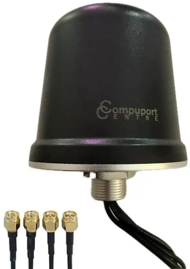 Main image of CompuPort 5G LTE 4x4 MIMO Dome Omni-Directional Wide-Band Antenna, 600-6000MHz Frequency Range, 4x3.37' SMA-Male Cables, Black