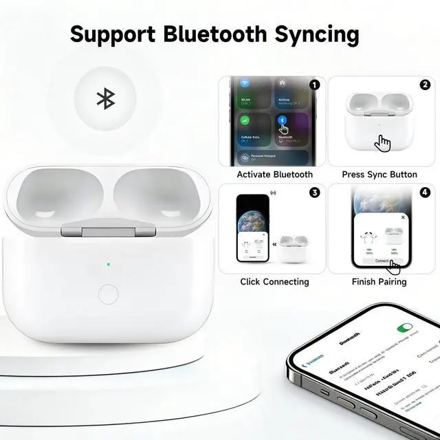 Alt view image 2 of 5 - Aelebey Replacement for AirPod Pro 1st & 2nd Wireless Charging Case,Compatible only with AirPod Pro case Charger with USB-C Port,with Bluetooth Pairing Sync Button