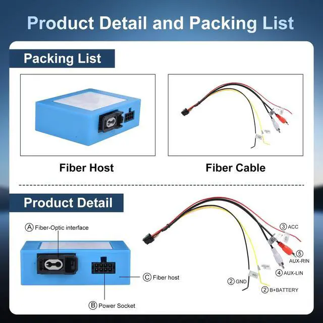 Alt view image 5 of 5 - Volxcereo Fiber Optic Decoder Most Box for Mercedes Benz ML/GL/R/CLS/SLK Class and Compatible for Porsche Cayenne BMW VW Touareg