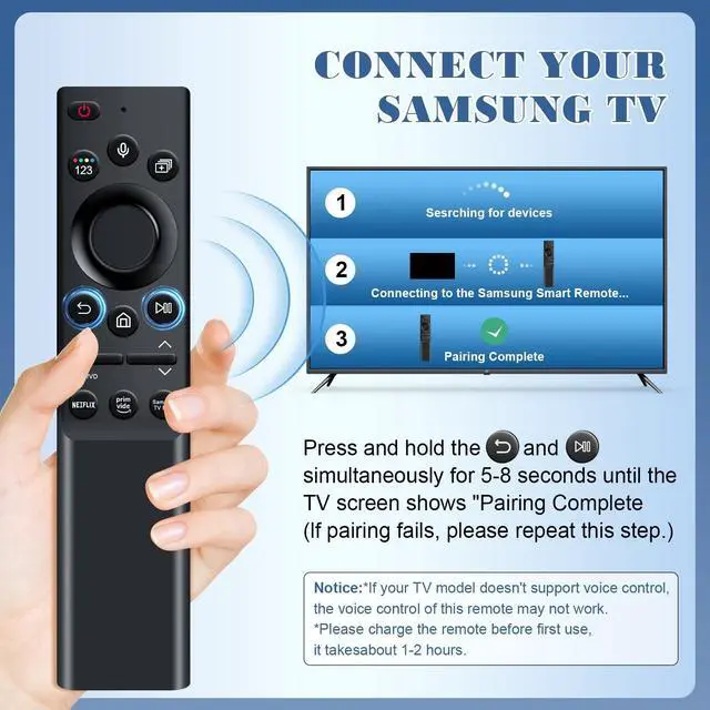 Alt view image 4 of 5 - BN59-01357A Solar Voice Remote Replacement for Samsung TV Remote with Rechargeable Solar Cell Compatible with Samsung Neo QLED S90D Crystal UHD Series 2023