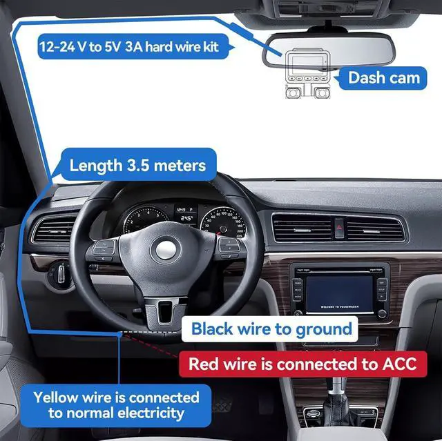 Alt view image 3 of 3 - Dash Cam Type-C Hardwire Kit with Radar Detection,12V-24V to 5V/3A, with Low Voltage Protection, 24 Hour Radar Detection Parking Monitoring(DK2)