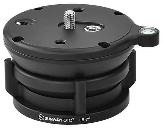 Alt view image 2 of 5 - Sunwayfoto Black LB-75 75mm Low Profile Leveling Base for Tripod w Butterfly Lock Collar +/-15 Tilt