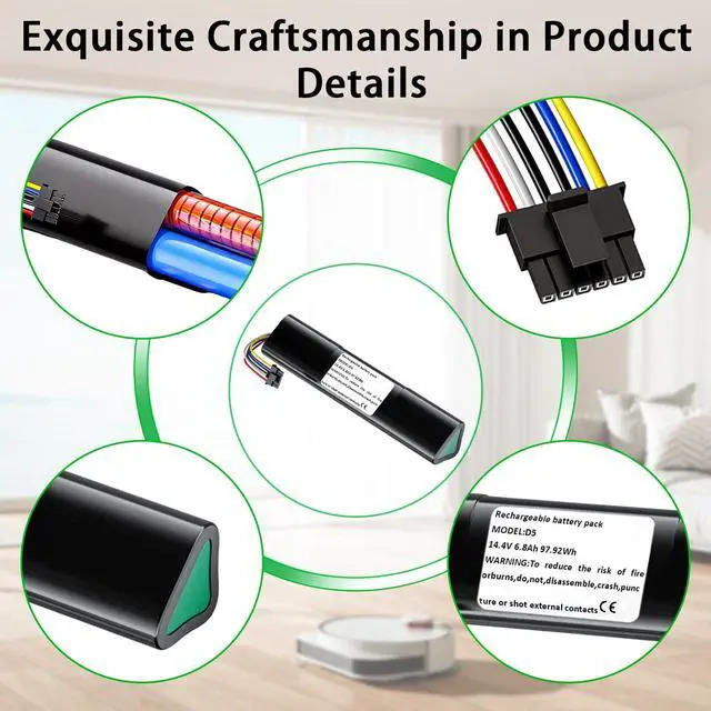 Alt view image 4 of 5 - XCZHEUNP 6800mAh Battery Replacement for Neato Botvac D7 D6 D5 D5 D4 D3 Series Robot Vacuums Cleaners