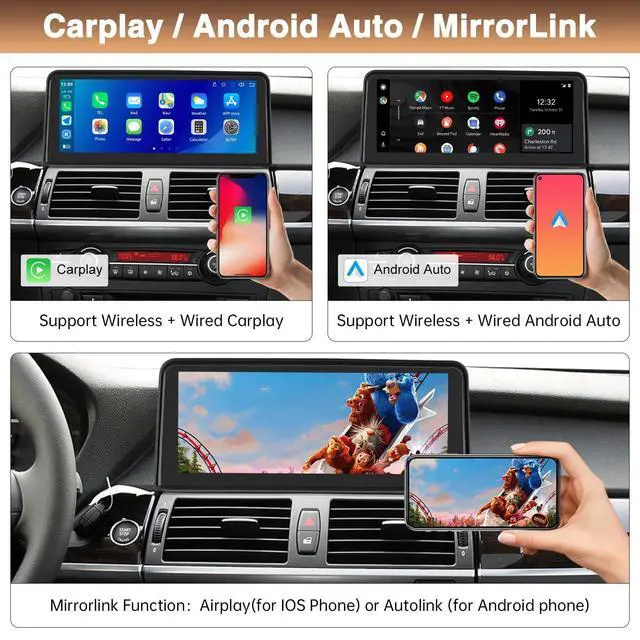 Alt view image 4 of 5 - 10.25 Inch Car Stereo Carply/Android Auto for BMW X5 E70 X6 E71 2009-2013 CIC System Car Multimedia Player Support Siri/Mirrorlink/Android Auto