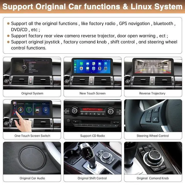 Alt view image 5 of 5 - 10.25 Inch Car Stereo Carply/Android Auto for BMW X5 E70 X6 E71 2009-2013 CIC System Car Multimedia Player Support Siri/Mirrorlink/Android Auto