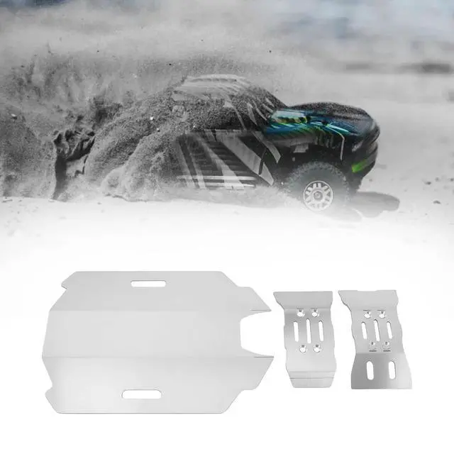 Alt view image 4 of 5 - eMagTech 1Set Stainless Steel Front Rear Chassis Armor Protection Plate Compatible with Arrma 1/14 Mojave GROM
