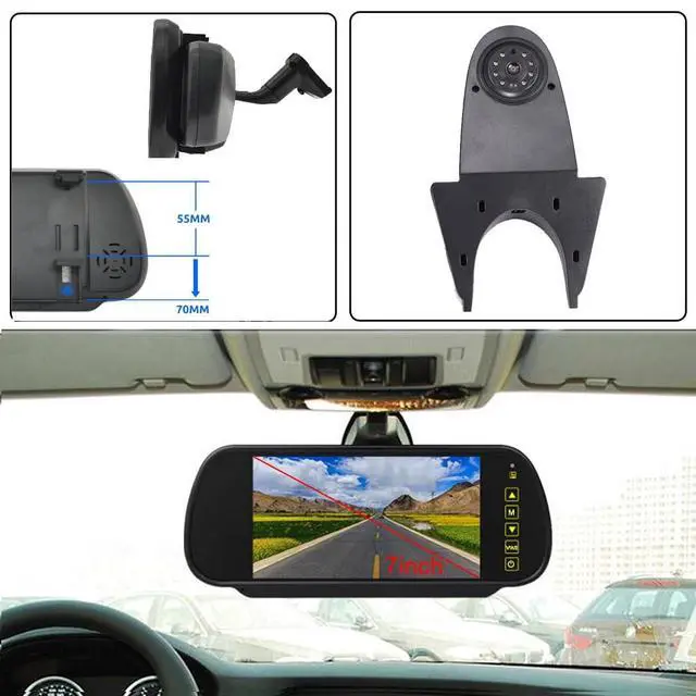 Alt view image 3 of 5 - 3rd Brake Light Reverse Camera Parking Camera+7" Screen Mirror for VW Crafter T5 Sprinter vito Viano Citroen Dacia Fiat Ford Hyundai Isuzu Iveco Mitsubishi Nissan Peugeot Seat Skoda Toyota