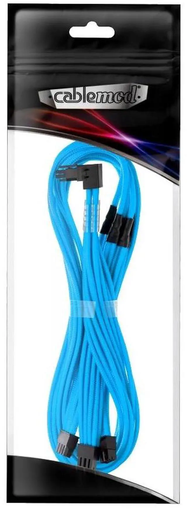 Alt view image 4 of 4 - CableMod C-Series Pro ModMesh Sleeved 12V-2x6 12VHPWR 90 StealthSense PCIe Cable for Corsair Type 5 RMX Shift - Variant A (Light Blue, 90 16-pin to Triple 8-pin, 65cm)