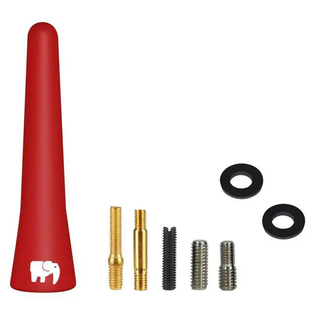 Alt view image 4 of 5 - ONE250 2.5" inch Short Copper Core Antenna, Compatible with Jeep Wrangler JK JKU JL JLU Rubicon Sahara Gladiator Renegade Cherokee (2007-2024) - Designed for Optimized FM/AM Reception (Red)