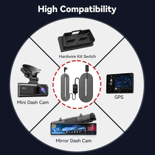 Alt view image 3 of 5 - REDTIGER Dash Cam OBD Hardwire Kit Power Cable Type USB C Port,10FT 12V-24V to 5V,for Dash Camera, Low Voltage Protection