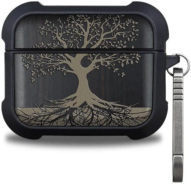 Main image of Black Solid Wood for AirPods Pro 3 Case (2025), Rooted Tree