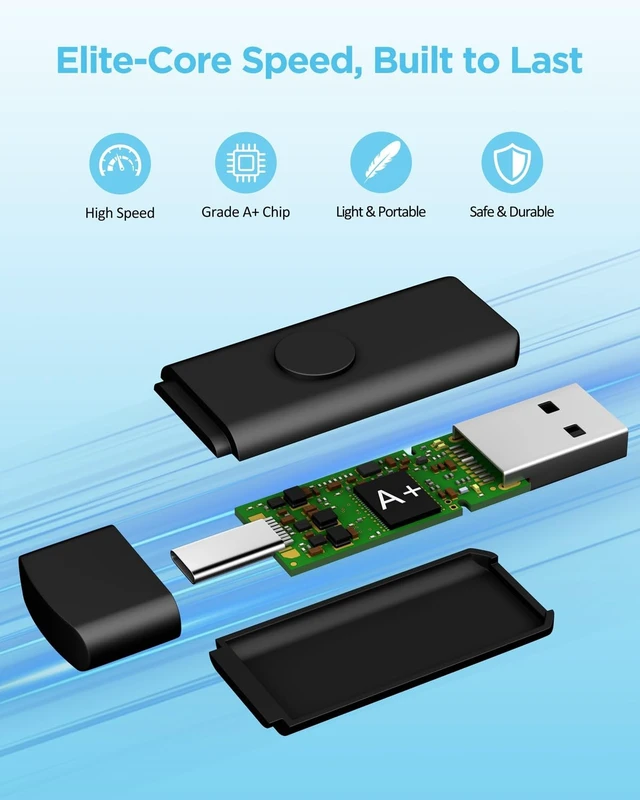 Alt view image 4 of 5 - 4GB 20-Pack 2-in-1 Flash Drive EASTBULL OTG USB 2.0 Type-C Drive Black
