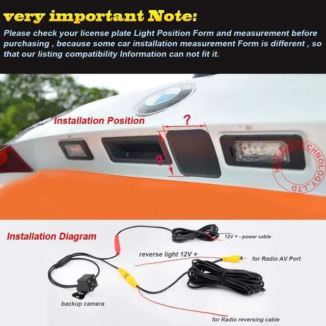 Alt view image 4 of 5 - Waterproof Night Vision Super HD Rear View Camera Replacement for BMW 3/5/7 Series 118 316 318 320 325 328Li 120i 330 335 320i 330i 335i 520 523 530/BMW X6 E71 E72 30d 335i 5d 35i 50i M M50d xDriv