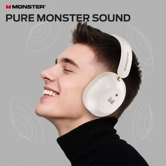 Alt view image 2 of 5 - Monster Persona 6th ANC Active Noise Cancelling Headphones, Wireless Bluetooth Headphones Over Ear with HiFi Stereo Audio, 60H Playtime, Bluetooth 6.0, 3 EQ Modes for Travel Work, White