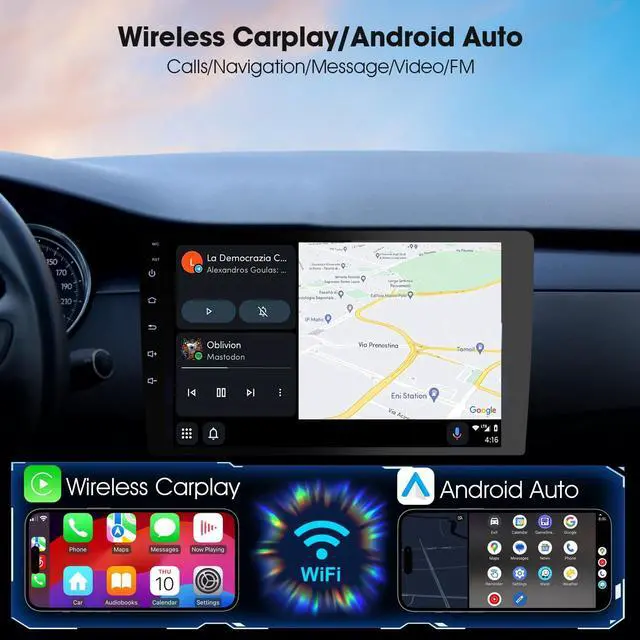 Alt view image 3 of 5 - Haudio Carplay Screen for Car, 9 inch Wireless CarPlay & Android Auto,Backup Camera,Double Din Car Stereo,GPS Navigation, ZLink,Audio Receivers, Music Player (9 inch)