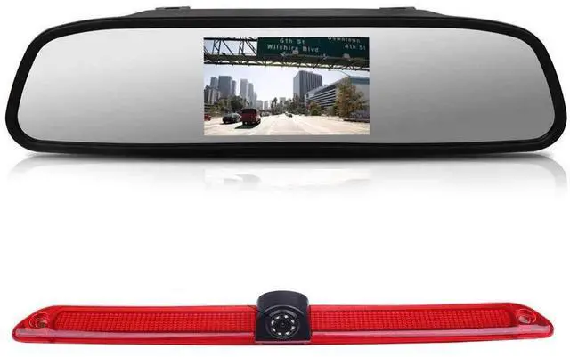 Main image of HD Brake Light Backup Camera with Rear-View Mirror Monitor, Waterproof Night Vision Car Roof Reversing Camera Replacement for VW Crafter Caravelle 2007-2015/Mercedes Sprinter W609 W907 W910 316 CDI