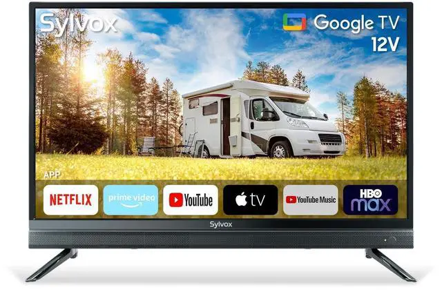 Main image of SYLVOX Smart RV TV, 32" 12V TV for RV Camper 1080P DC/AC Powered Television, Support Google, Download APPs, Bluetooth WiFi, Smart TVs for Home Car Campervan Truck