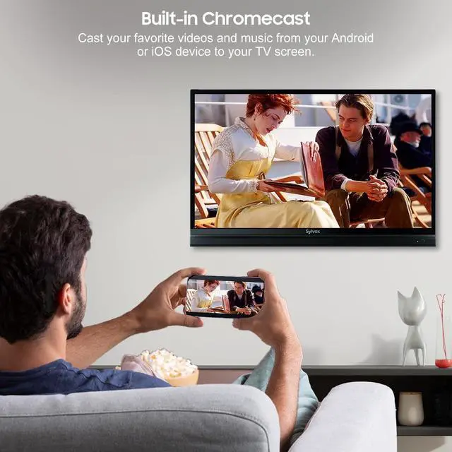 Alt view image 5 of 5 - SYLVOX Smart RV TV, 32" 12V TV for RV Camper 1080P DC/AC Powered Television, Support Google, Download APPs, Bluetooth WiFi, Smart TVs for Home Car Campervan Truck