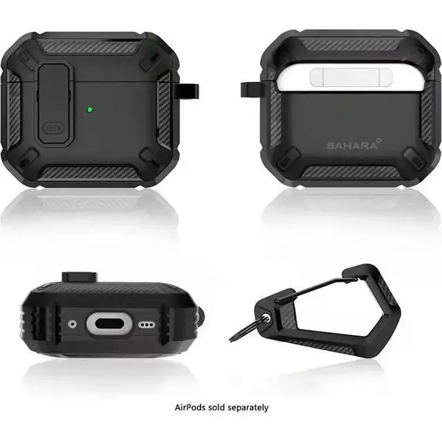 Alt view image 3 of 5 - Sahara - Raider Series Heavy-Duty Case for AirPods 4, Scorpion Black, (HP00177)