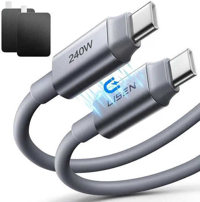Main image of LISEN Magnetic USB C Cable,240W Fast Charging Cable Silicone Soft Durable USB C Cable for iPhone 17 16/15 Series, Samsung Galaxy S25/S24, MacBook Pro/Air, iPad Pro/Air/Mini (2 Pack, Grey, 5FT)