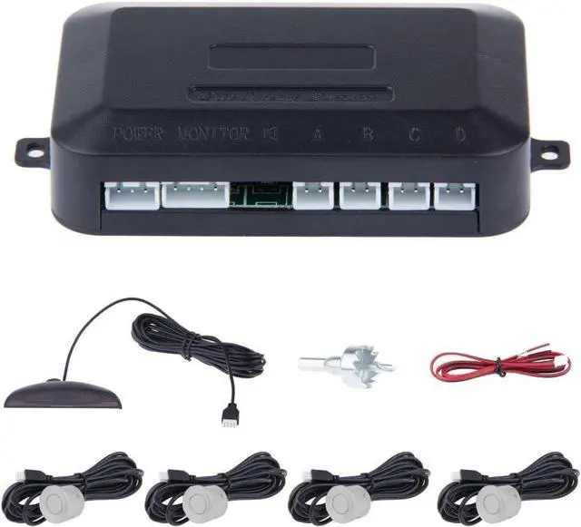 Alt view image 3 of 5 - Eunavi Car Reverse Backup Radar System, 4 Silver Parking Sensors, LED Display, High-Volume Warning Buzzer, Universal Fit, Anti-Freeze & Waterproof Sensors