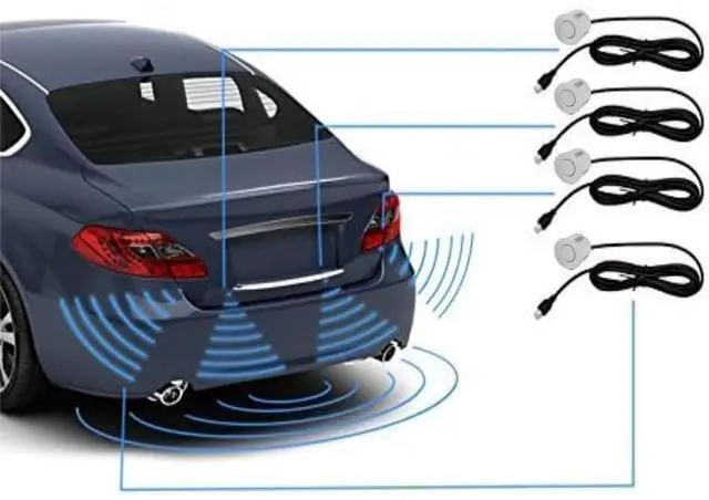 Alt view image 4 of 5 - Eunavi Car Reverse Backup Radar System, 4 Silver Parking Sensors, LED Display, High-Volume Warning Buzzer, Universal Fit, Anti-Freeze & Waterproof Sensors