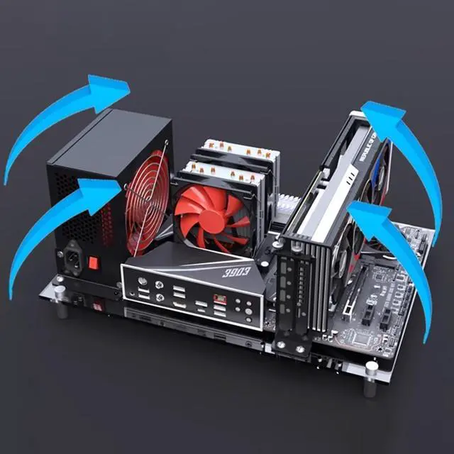 Alt view image 4 of 5 - Test Bench Open Frame Computer Case DIY Case Support ATX/MATX/ITX Motherboards Transparent Organic Glass Frame Heat Dissipation Design Bracke Rectangular PC