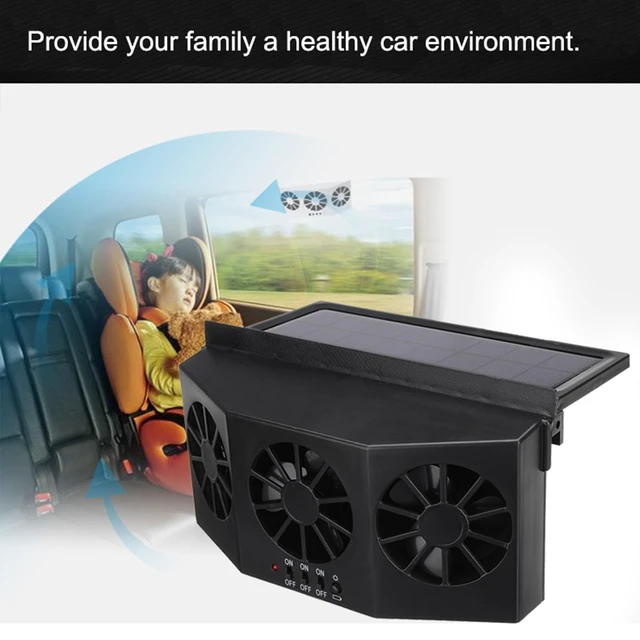 Alt view image 5 of 5 - YOMTOVM Solar Exhaust Car Fan, Universal Solar Powered Car Ventilator Air Purifier Radiator Cooling Fan Black(Color-Black or White)