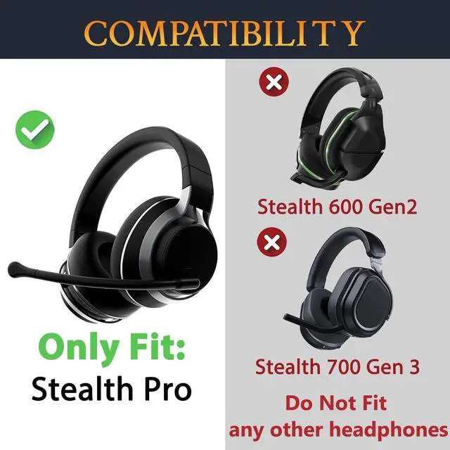 Alt view image 2 of 4 - SOULWIT Cooling Gel Earpads Replacement for Turtle Beach Stealth Pro Wireless Gaming Headset, Ear Pads Cushions with Ice Silk Fabric, High-Density Foam - Black Gold