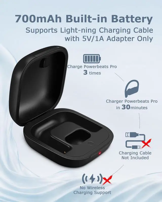 Alt view image 5 of 5 - XCZNAGS Charging Case Replacement for Powerbeats Pro: 700mAh Battery, Bluetooth Pairing, Portable Charger Case (Case Only)