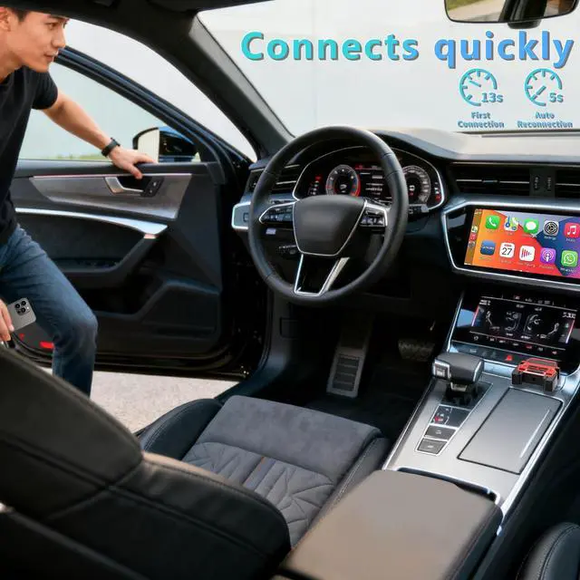 Alt view image 2 of 5 - Aieloar Wireless CarPlay Adapter for iPhone - for Daily Commute & Road Trip, No App Needed, Plug & Play Convert Wired to Wireless, Ultra-Compact 4x4 SUV Design with Low Latency -Red