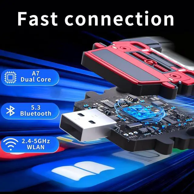 Alt view image 3 of 5 - Aieloar Wireless CarPlay Adapter for iPhone - for Daily Commute & Road Trip, No App Needed, Plug & Play Convert Wired to Wireless, Ultra-Compact 4x4 SUV Design with Low Latency -Red