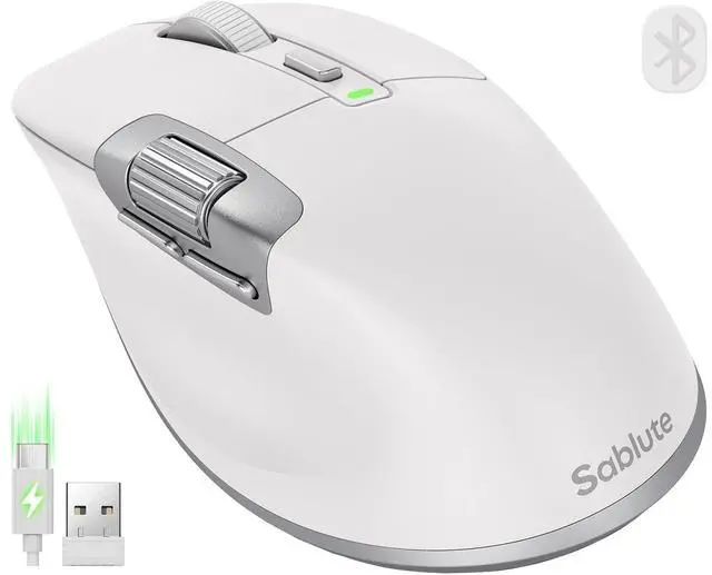 Main image of SABLUTE MAM6 Wireless Mouse with Ultra-Fast Scrolling, Side Scroll, Wired+2.4G,+Dual Bluetooth, 5 Programmable Buttons, 8K DPI, 800mAh Rechargeable, Ergonomic, Quiet Office Mice for Windows/PC/