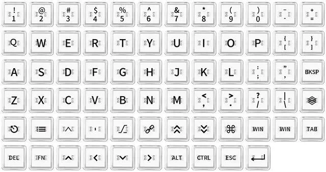 Main image of Low Profile Crystal Character Keycaps,PC Shine Through Keycaps,70 Keys Alpha Set,Universal Compatiability for 100%, 75%, 65%, 60% Kailh Choco Switch Keyboard