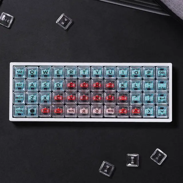 Alt view image 2 of 3 - Low Profile Crystal Character Keycaps,PC Shine Through Keycaps,70 Keys Alpha Set,Universal Compatiability for 100%, 75%, 65%, 60% Kailh Choco Switch Keyboard