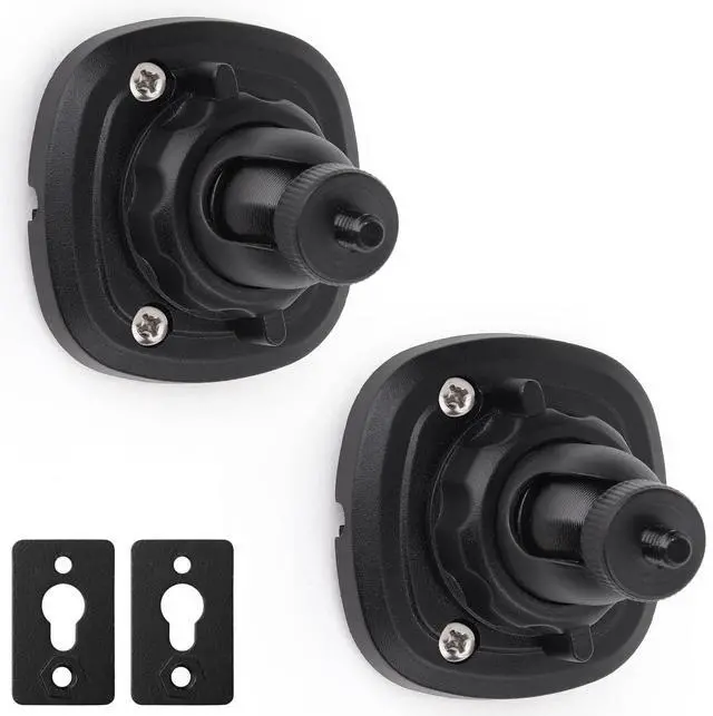 Main image of Mippko 2 Pack Speaker Wall Mount Holder for 1/4"-20 Threaded Keyhole,2 Pack Adaptors Compatible with Non 1/4"-20 Threaded Screw Holes,360Rotation Adjustment Aluminum Alloy Mount,Black
